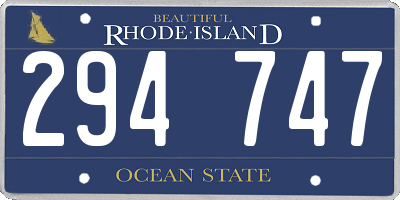 RI license plate 294747