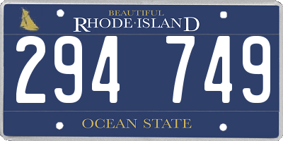 RI license plate 294749