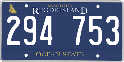 RI license plate 294753