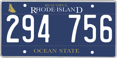 RI license plate 294756