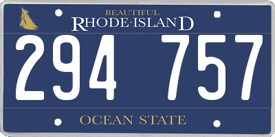 RI license plate 294757