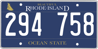 RI license plate 294758