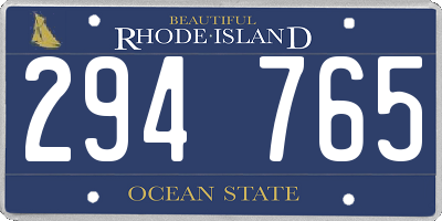 RI license plate 294765