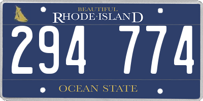 RI license plate 294774
