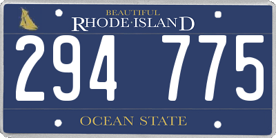 RI license plate 294775