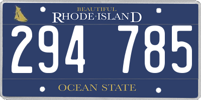 RI license plate 294785