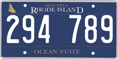 RI license plate 294789