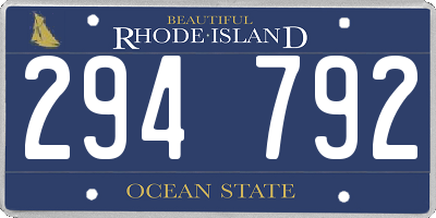 RI license plate 294792