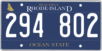 RI license plate 294802