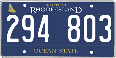 RI license plate 294803