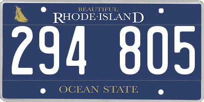 RI license plate 294805