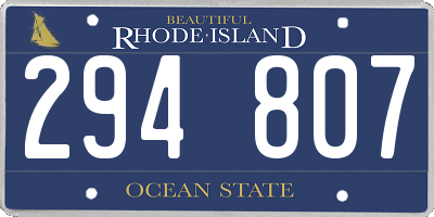 RI license plate 294807
