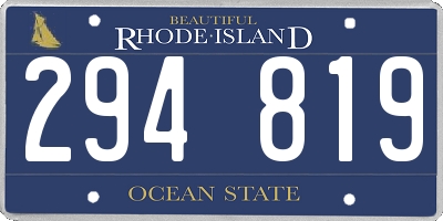 RI license plate 294819