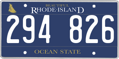 RI license plate 294826