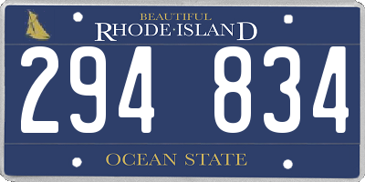 RI license plate 294834