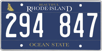 RI license plate 294847