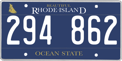 RI license plate 294862