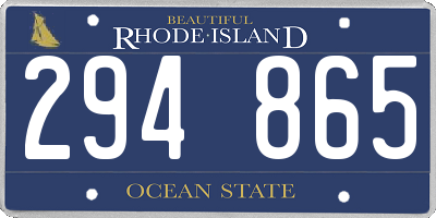 RI license plate 294865