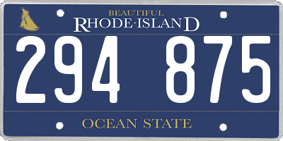 RI license plate 294875