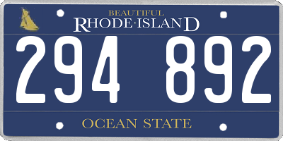 RI license plate 294892