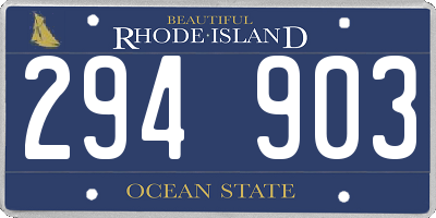 RI license plate 294903