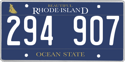 RI license plate 294907
