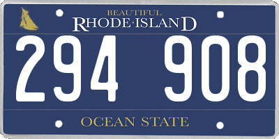 RI license plate 294908