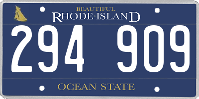 RI license plate 294909