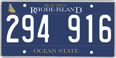RI license plate 294916