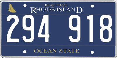 RI license plate 294918