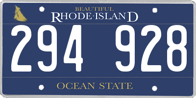 RI license plate 294928