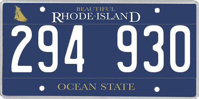 RI license plate 294930