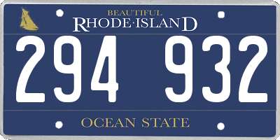 RI license plate 294932