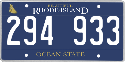 RI license plate 294933