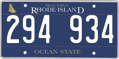 RI license plate 294934