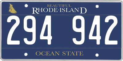 RI license plate 294942