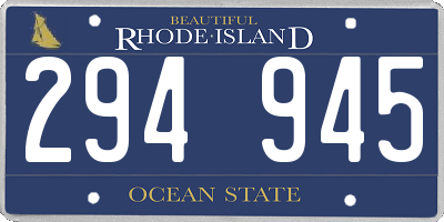 RI license plate 294945