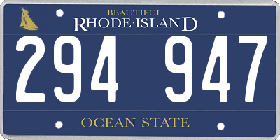 RI license plate 294947