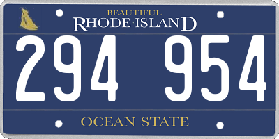 RI license plate 294954
