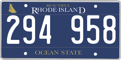 RI license plate 294958