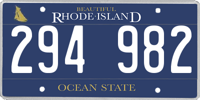 RI license plate 294982