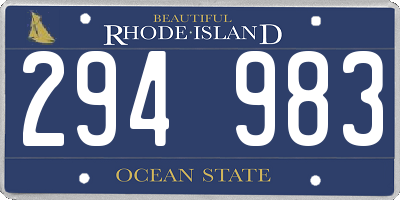 RI license plate 294983