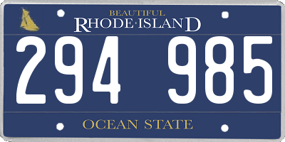 RI license plate 294985