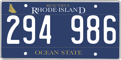 RI license plate 294986
