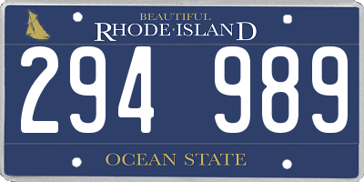 RI license plate 294989