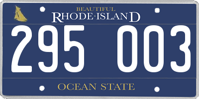 RI license plate 295003