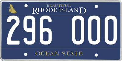 RI license plate 296000