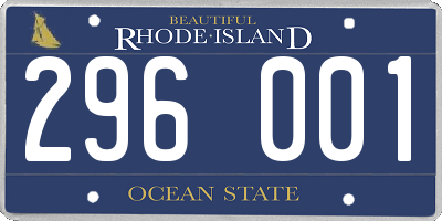 RI license plate 296001