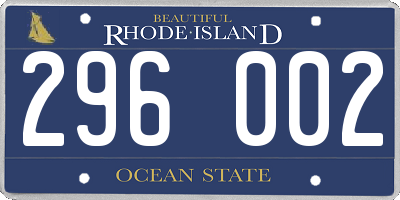 RI license plate 296002