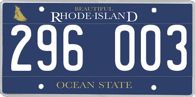 RI license plate 296003